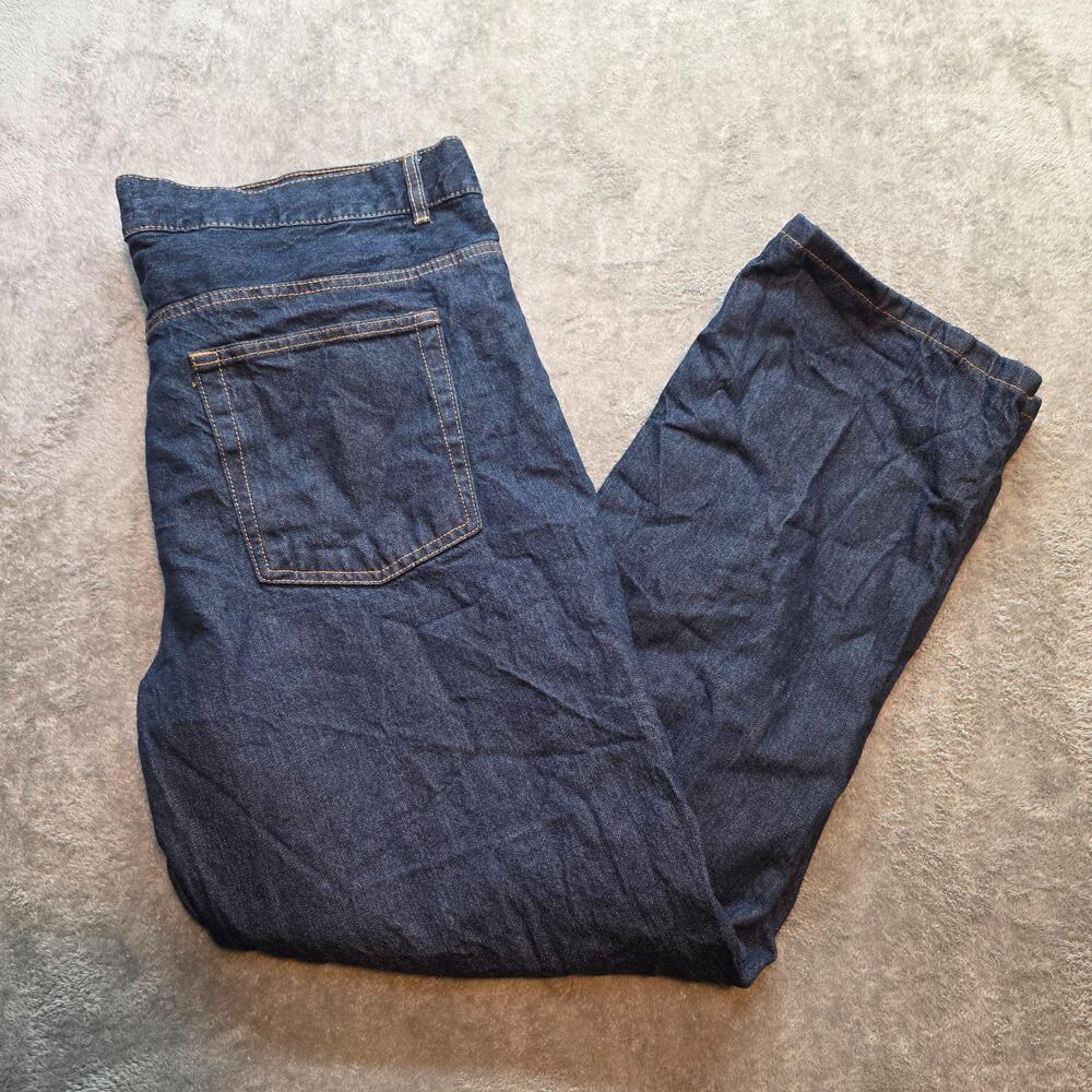 RedHead Jeans Mens 42x32 Blue Dark Wash Relaxed Straight Flannel Lined Denim
